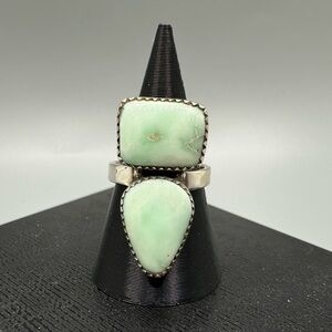 Paloma Turquoise Sterling Silver 925 Adjustable Ring Handmade Pale Green